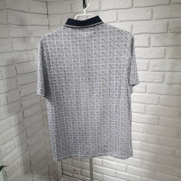 2 / $30.00 - NWOT Sergio Louis Men's Navy White & Red Square Pattern Polo Shirt - Picture 2 of 8